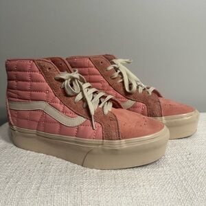 Joe Freshgoods x Vans Sk8-Hi Platform Quilted Pink Suede Canvas W10/M8.5
